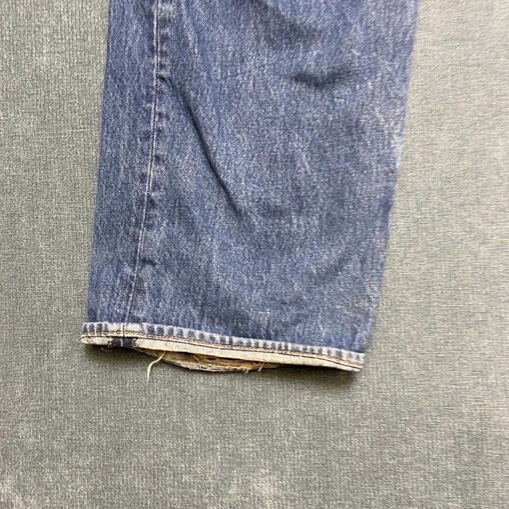 Levi's 501 Jeans Mens 44x34 Blue Denim Cotton Straight Leg Light Wash Zip Fly